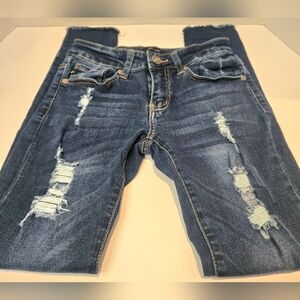 KanCan Women's Distressed Raw Hem Skinny Jeans